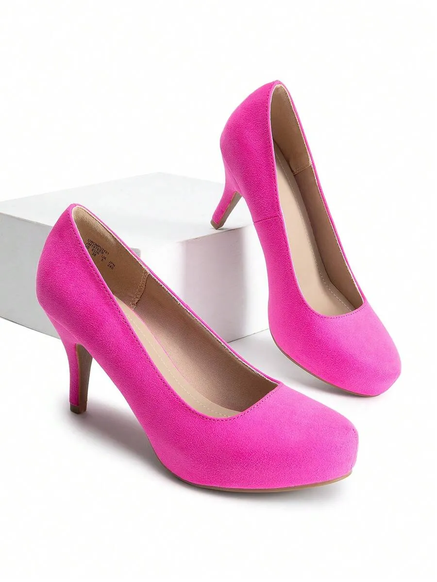 Women’s Comfortable High Heel Shoes, Casual Slip-On Design with Stitch Detailing